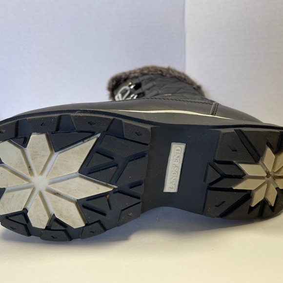 Lands End Youth 487526 Hillary Tall Snow Winter Boots sz 3m Faux Fur Black - Picture 4 of 10